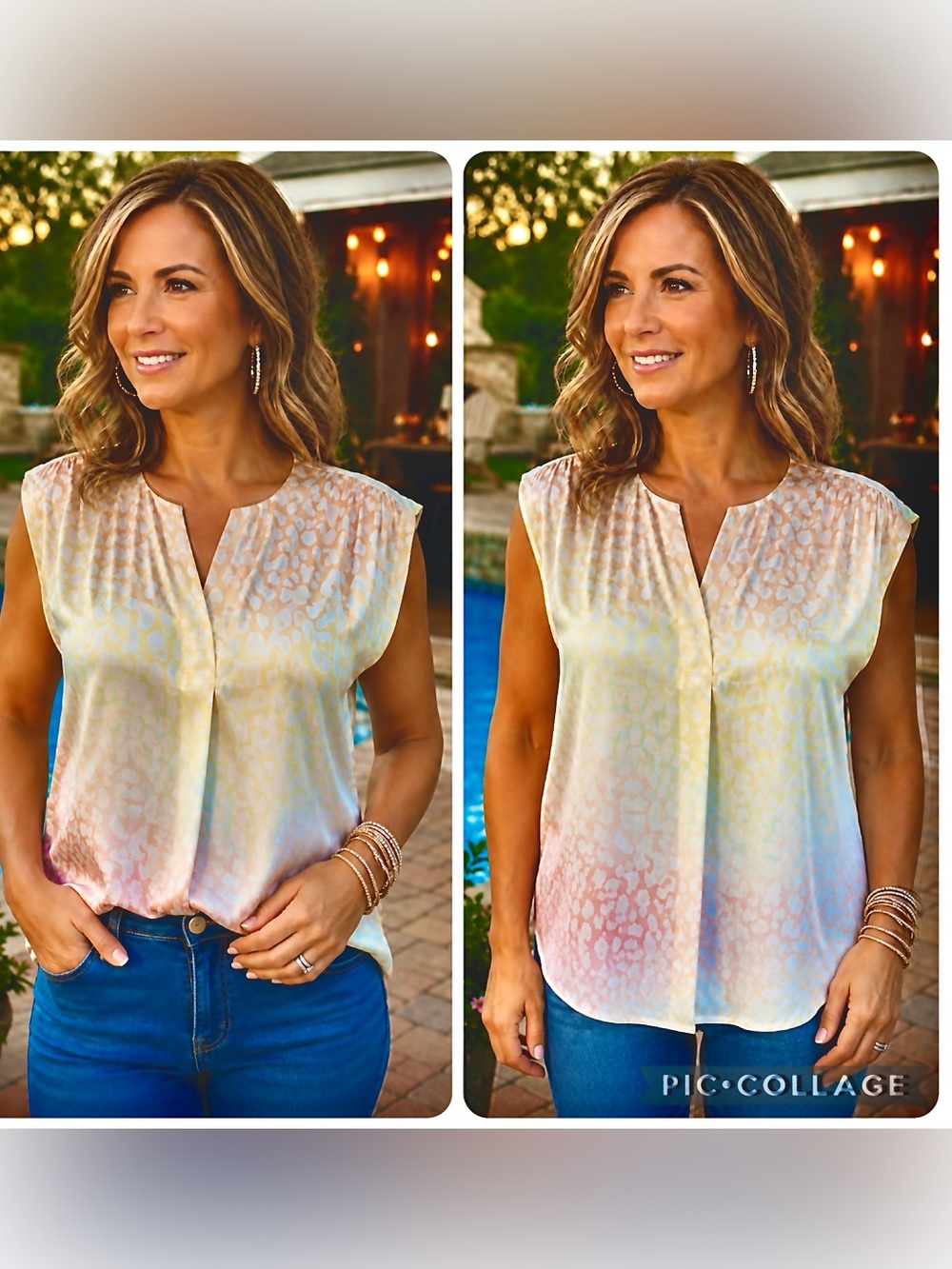 Go Cashmere 100% Silk Pastel Muted Leopard Print Blouse NWT Size 36 Sm ( $245)
